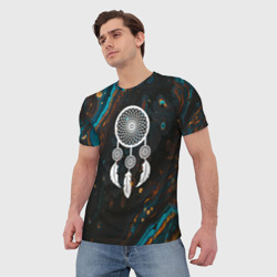 Мужская футболка 3D Ловец снов и чёрный мыльный пузырь - фото 2