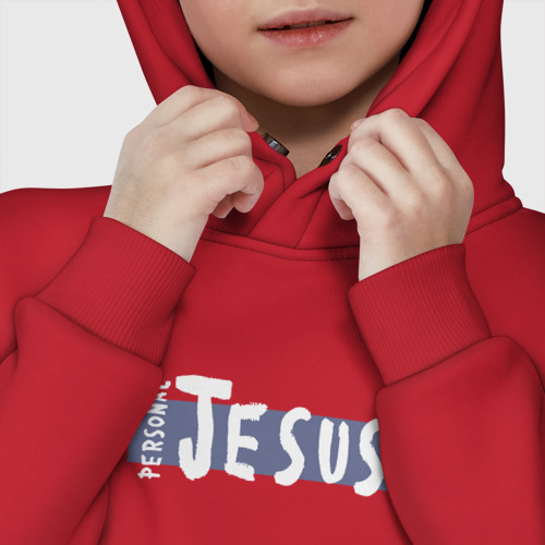 Детское худи Oversize хлопок Depeche Mode - personal jesus logo, цвет красный - фото 7