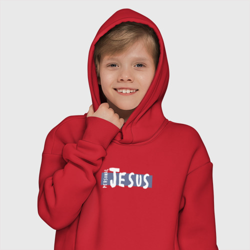 Детское худи Oversize хлопок Depeche Mode - personal jesus logo, цвет красный - фото 12