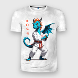 Мужская футболка 3D Slim Дракон на спорте 2024