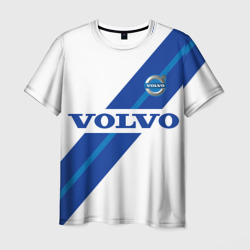 Мужская футболка 3D Volvo - white and blue