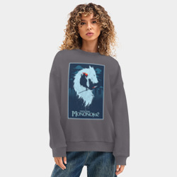 Женский свитшот oversize без начеса хлопок Мононоке волчица - фото 2