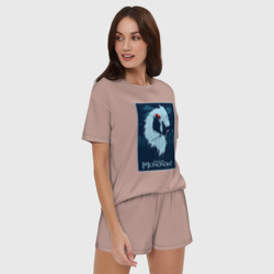 Женская пижама с шортиками хлопок Мононоке волчица - фото 2
