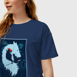 Женская футболка хлопок Oversize Мононоке волчица - фото 2