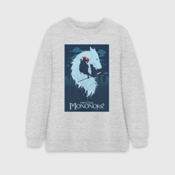 Женский свитшот oversize без начеса хлопок Мононоке волчица