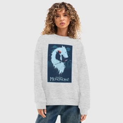 Женский свитшот oversize без начеса хлопок Мононоке волчица - фото 2