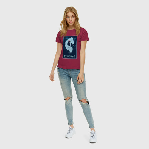 Женская футболка хлопок с принтом Мононоке волчица, вид сбоку #3