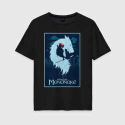 Женская футболка хлопок Oversize Мононоке волчица