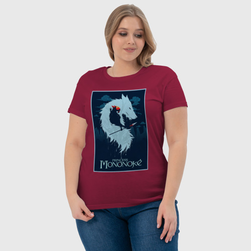 Женская футболка хлопок с принтом Мононоке волчица, фото #4