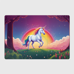 Магнитный плакат 3Х2 Единорог скачет по лугу на фоне радуги