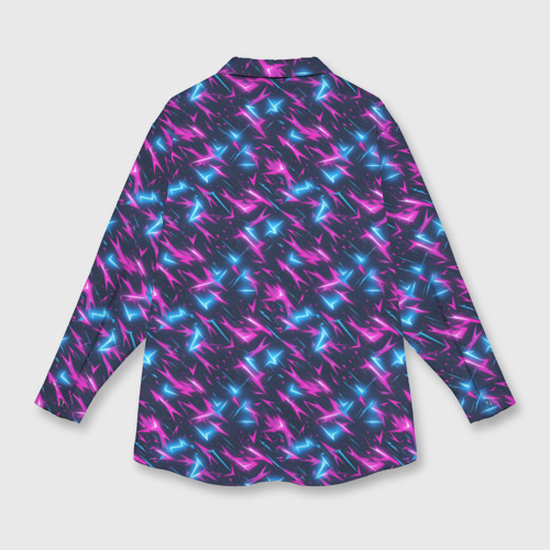 Женская рубашка oversize 3D с принтом Неоновый бум, вид сзади #1