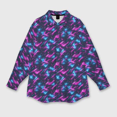 Женская рубашка oversize 3D с принтом Неоновый бум, вид спереди #2