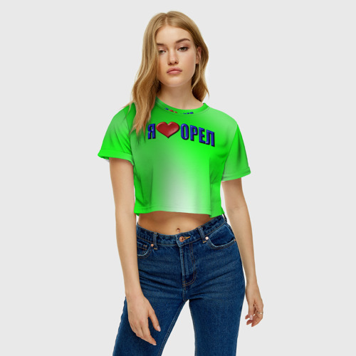 Женская футболка Crop-top 3D Орел любимый город, цвет 3D печать - фото 3