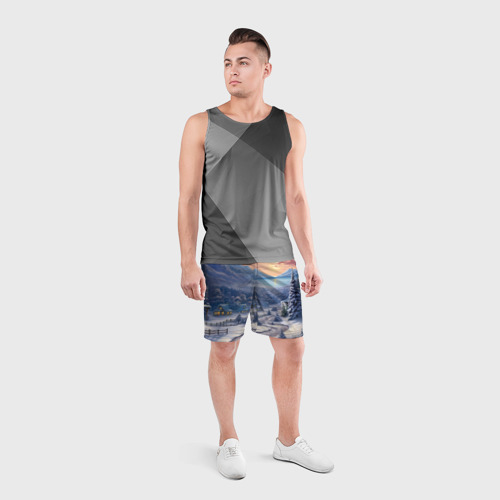 Мужские шорты спортивные Хрустальный звон праздника, цвет 3D печать - фото 4