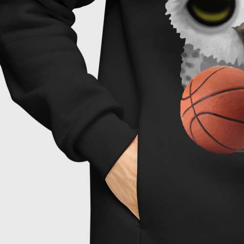 Мужское худи Oversize хлопок Сова баскетболист, цвет черный - фото 8