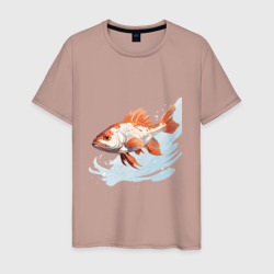 Рыба на волне – Мужская футболка хлопок с принтом купить со скидкой в -20%