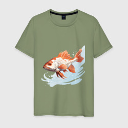 Мужская футболка хлопок Рыба на волне