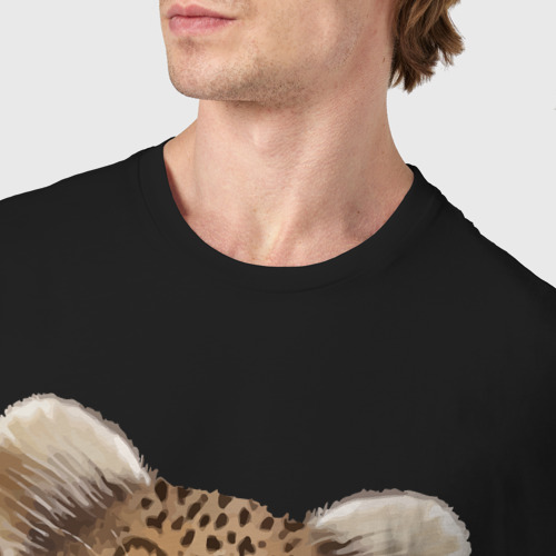 Мужская футболка хлопок Леопард баскетболист, цвет черный - фото 6