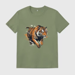 Мужская футболка хлопок Бегущая тигрица