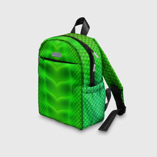 Детский рюкзак 3D с принтом Чешуя зеленого дракона, вид сбоку #3
