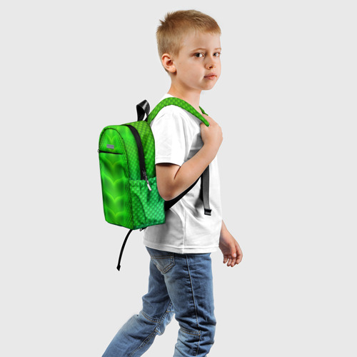 Детский рюкзак 3D с принтом Чешуя зеленого дракона, вид сзади #1