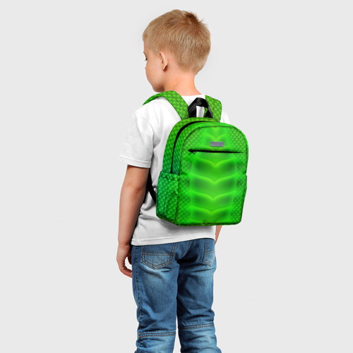 Детский рюкзак 3D с принтом Чешуя зеленого дракона, фото на моделе #1