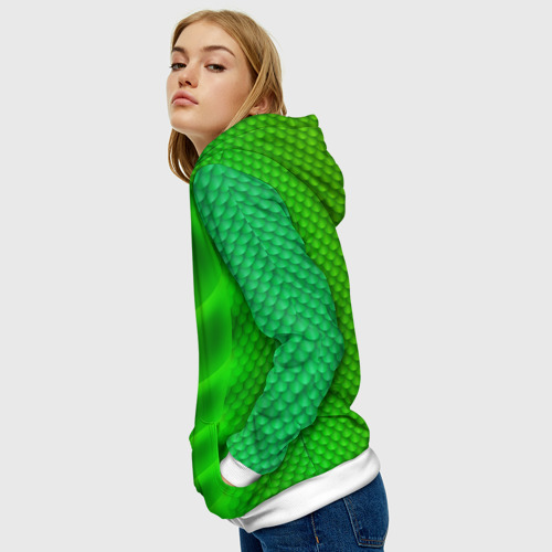 Женская толстовка 3D Чешуя зеленого дракона для образа, цвет 3D печать - фото 5