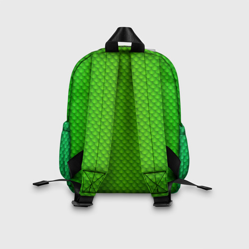 Детский рюкзак 3D с принтом Чешуя зеленого дракона, вид сзади #2