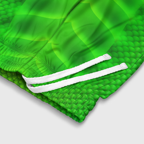 Детские спортивные шорты 3D с принтом Чешуя зеленого дракона, фото #4