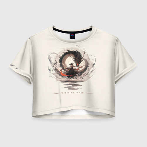 Женская футболка Crop-top 3D Дева и дракон, цвет 3D печать