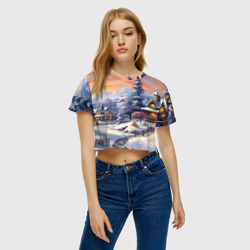 Женская футболка Crop-top 3D Еловая мелодия праздника - фото 2