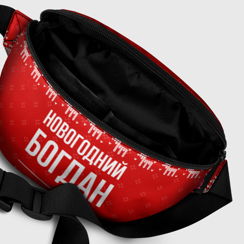 Поясная сумка 3D с принтом Новогодний Богдан: свитер с оленями, фото #6