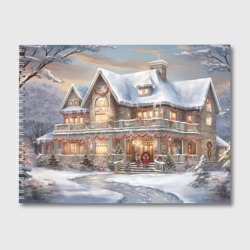 Альбом для рисования Снежный новогодний большой дом