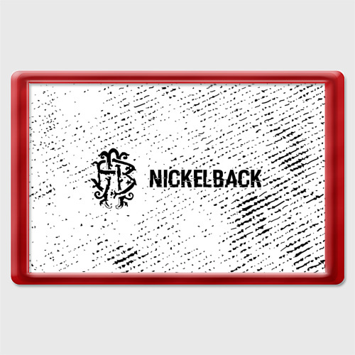 Магнит с принтом Nickelback glitch на светлом фоне по-горизонтали для любого человека, вид спереди №1. Цвет основы: красный