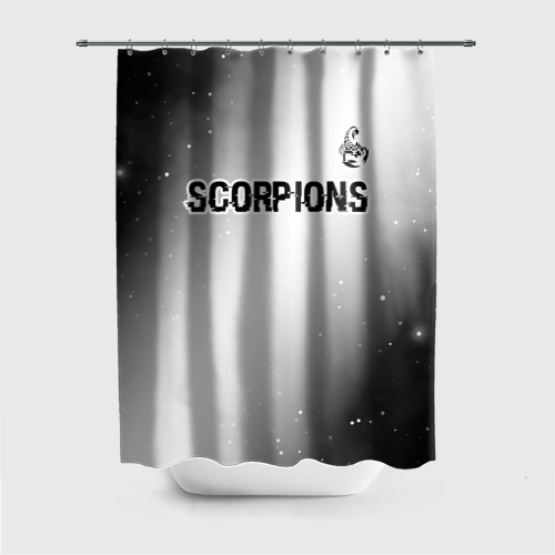 Штора 3D для ванной Scorpions glitch на светлом фоне посередине