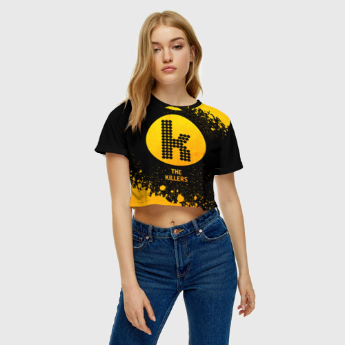 Женская футболка Crop-top 3D The Killers - gold gradient, цвет 3D печать - фото 3