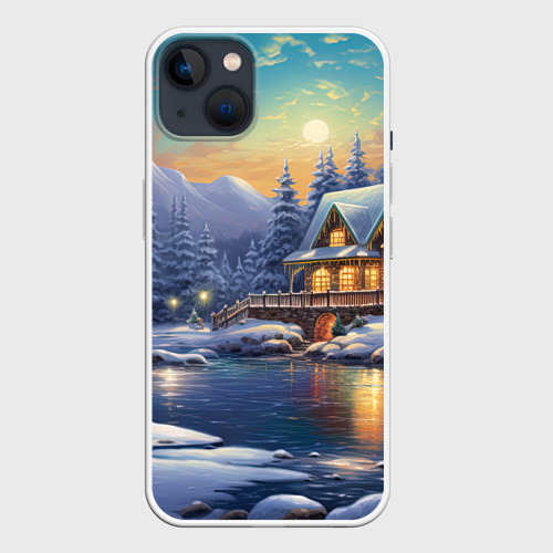 Чехол для iPhone 14 Plus с принтом Волшебство зимней ночи, вид спереди №1