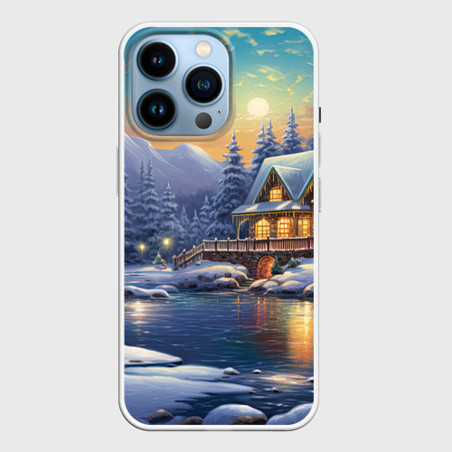 Чехол для iPhone 14 Pro с принтом Волшебство зимней ночи, вид спереди №1