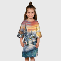 Детское платье 3D Зимняя маленькая речка - фото 2
