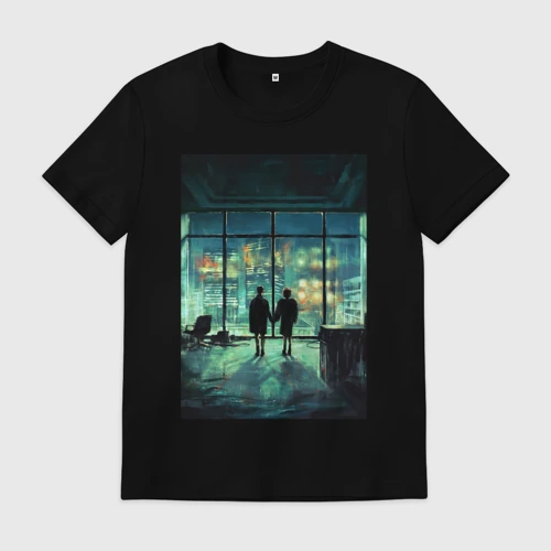 Мужская футболка хлопок с принтом Взор в даль, вид спереди #2