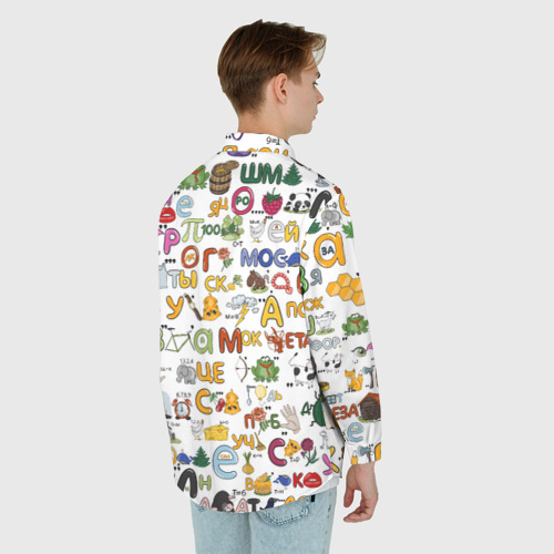 Мужская рубашка oversize 3D с принтом Много ребусов, вид сзади #2