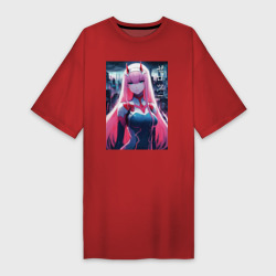 Платье-футболка хлопок Darling in the Franxx - zero two - ai art