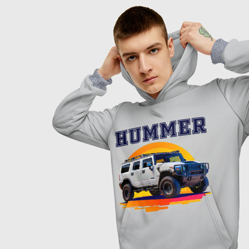 Мужская толстовка 3D Нейросеть - Hummer рисунок, цвет меланж - фото 5