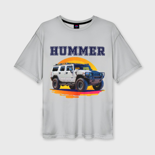 Женская футболка oversize 3D Нейросеть - Hummer рисунок, цвет 3D печать