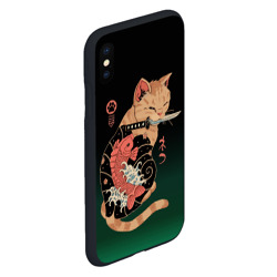 Чехол для iPhone XS Max матовый Японский кот якудза самурай с карпом кои - фото 2