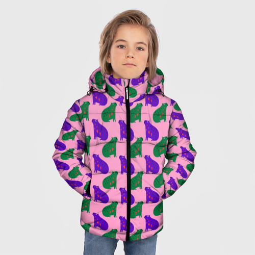 Зимняя куртка для мальчиков 3D с принтом Животные капибары, фото на моделе #1