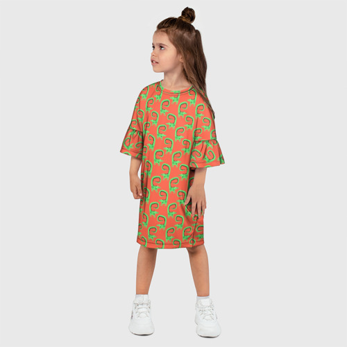 Детское платье 3D Крокодилы бохо, цвет 3D печать - фото 3