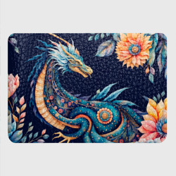 Картхолдер с принтом Китайский дракон в стиле бохо с цветами и перьями - фото 2