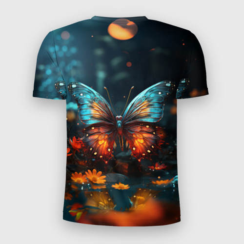 Мужская футболка 3D Slim с принтом Сказочная бабочка, вид сзади #1