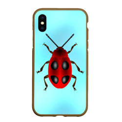 Чехол для iPhone XS Max матовый Красный жук с черными точками